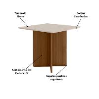 Mesa De Jantar Quadrada 4 Lugares 90cm Tampo Chanfrado Sem Vidro Helô Carvalho/off White - Poliman - 2