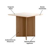 Mesa De Jantar Quadrada 4 Lugares 90cm Tampo Chanfrado Sem Vidro Helô Carvalho/off White - Poliman - 3