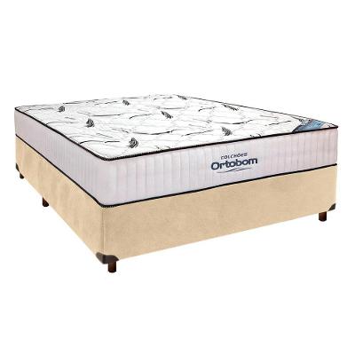 Cama Box Preto + Colchão Casal High Foam Ortobom