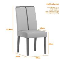 Conjunto Sala De Jantar Mesa Serena 1,35m Com 6 Cadeiras Serena Ypê/off White/friso Off White/al03 - New Ceval  - 6