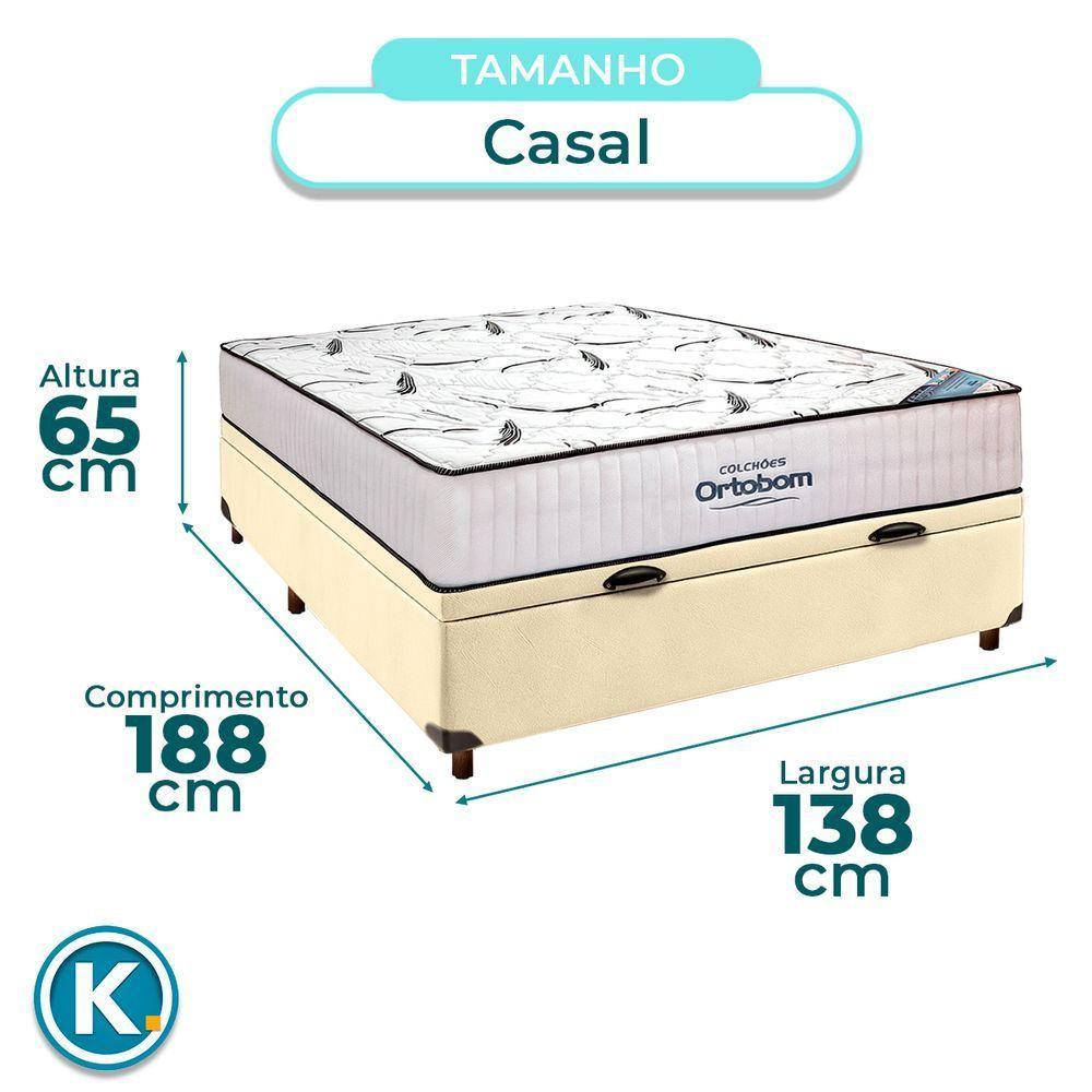 Cama Box Bau Preto + Colchão Casal High Foam Ortobom - 3