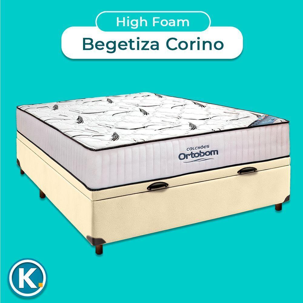 Cama Box Bau Preto + Colchão Casal High Foam Ortobom - 4