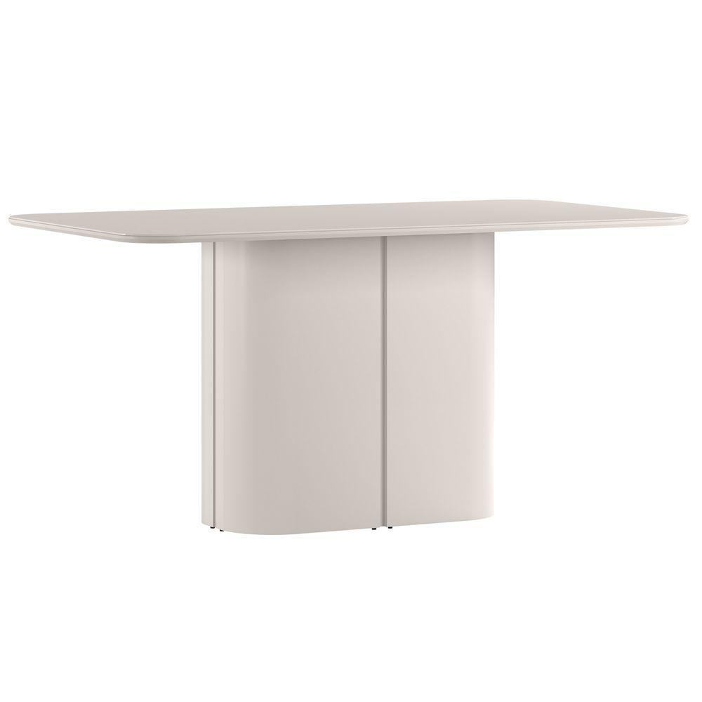 Mesa De Jantar Para 8 Lugares 180cm Tampo Mdf Com Vidro Serena Off White - New Ceval - 1