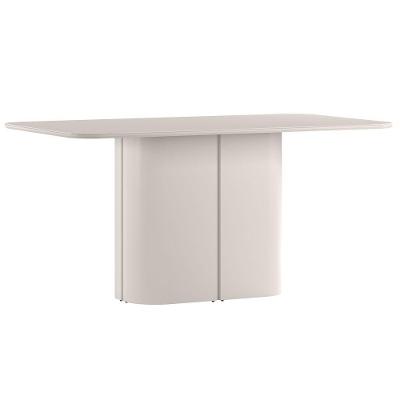 Mesa De Jantar Para 8 Lugares 180cm Tampo Mdf Com Vidro Serena Off White - New Ceval