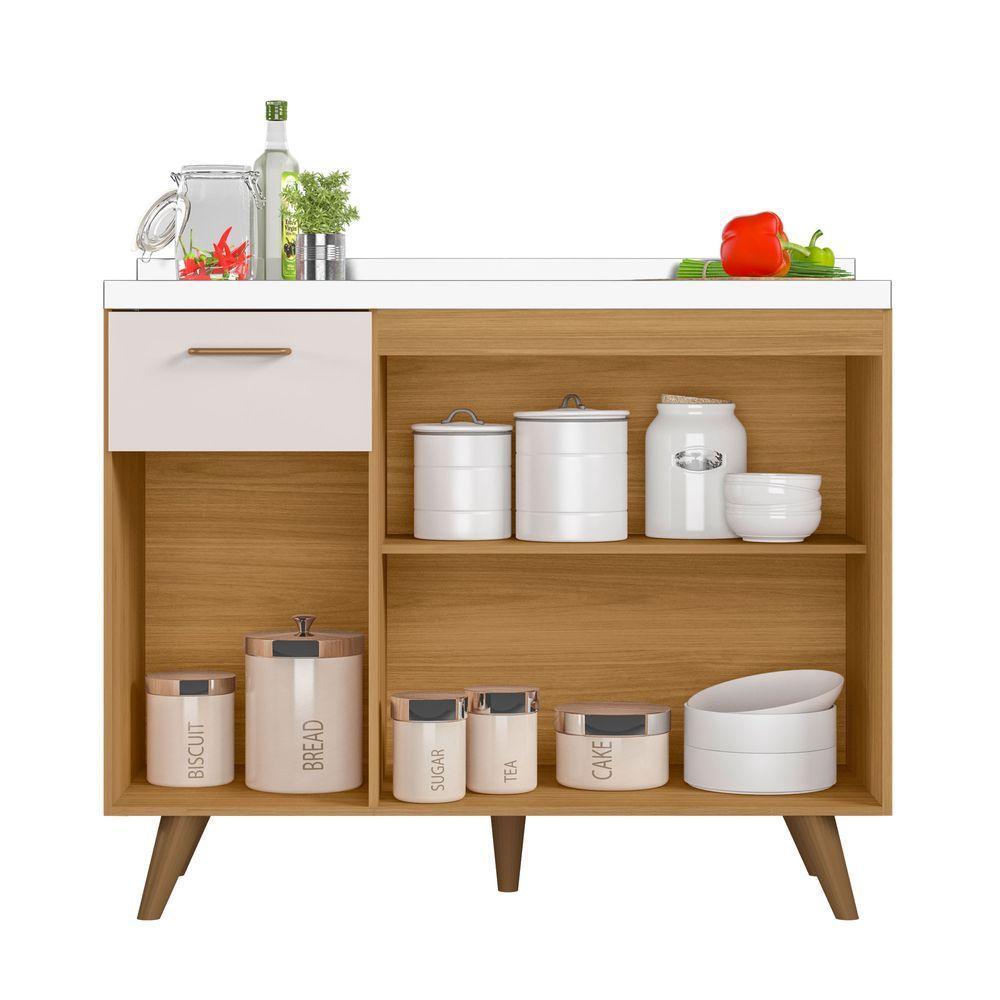 Balcão De Cozinha 3 Portas 1 Gaveta ,05cm Sem Tampo Freijó Uv/off Acetinado Olinda - Poliman - 3