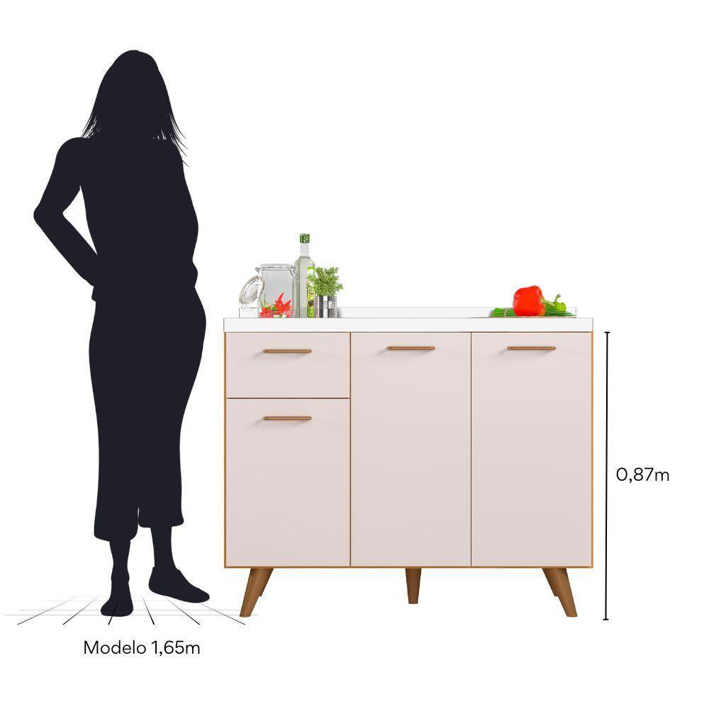 Balcão De Cozinha 3 Portas 1 Gaveta ,05cm Sem Tampo Freijó Uv/off Acetinado Olinda - Poliman - 5