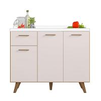 Balcão De Cozinha 3 Portas 1 Gaveta ,05cm Sem Tampo Freijó Uv/off Acetinado Olinda - Poliman - 1