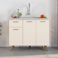 Balcão De Cozinha 3 Portas 1 Gaveta ,05cm Sem Tampo Freijó Uv/off Acetinado Olinda - Poliman - 2