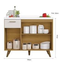 Balcão De Cozinha 3 Portas 1 Gaveta ,05cm Sem Tampo Freijó Uv/off Acetinado Olinda - Poliman - 6