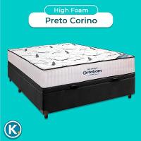 Cama Box Bau Begetiza + Colchão Casal High Foam Ortobom