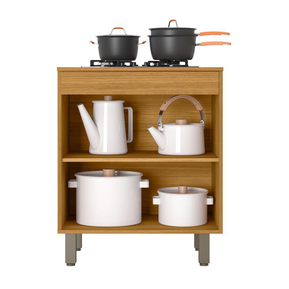 Balcão 2 Portas 70cm Com Tampo Malta Freijó/off Acetinado - Poliman - 3