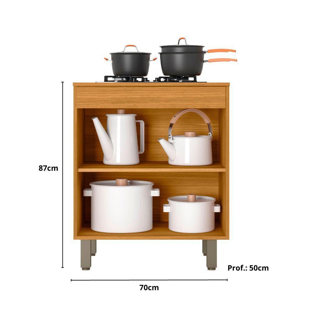 Balcão 2 Portas 70cm Com Tampo Malta Freijó/off Acetinado - Poliman - 5