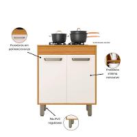 Balcão 2 Portas 70cm Com Tampo Malta Freijó/off Acetinado - Poliman