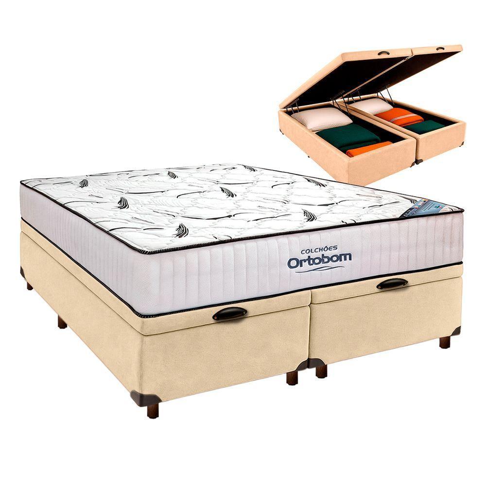 Cama Box Azul + Colchão Queen High Foam Ortobom - 1