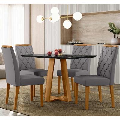 Conjunto Sala De Jantar Mesa Lectus 1,20m Com 4 Cadeiras Sarah Ypê/preto/ja02 - New Ceval