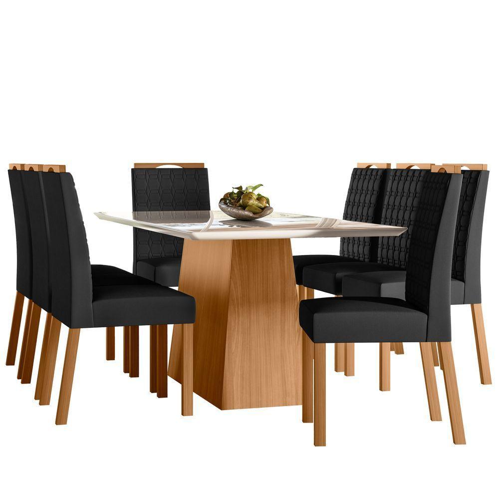 Conjunto Sala De Jantar Mesa Barbara 1,80m Com 8 Cadeiras Mariah Ypê/off White/ja03 - New Ceval - 2
