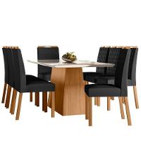 Conjunto Sala De Jantar Mesa Barbara 1,80m Com 8 Cadeiras Mariah Ypê/off White/ja03 - New Ceval - 2