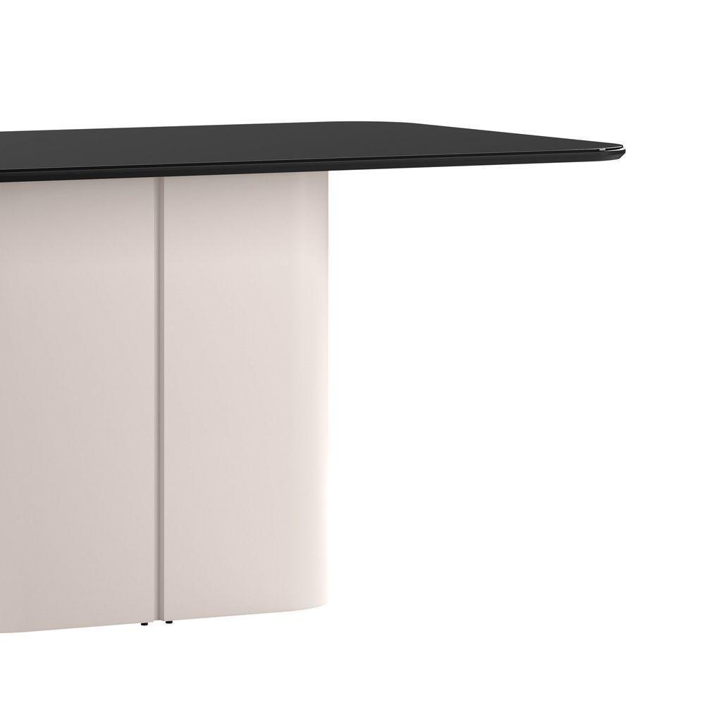 Mesa De Jantar Para 8 Lugares 180cm Tampo Mdf Com Vidro Serena Off White/preto - New Ceval - 2