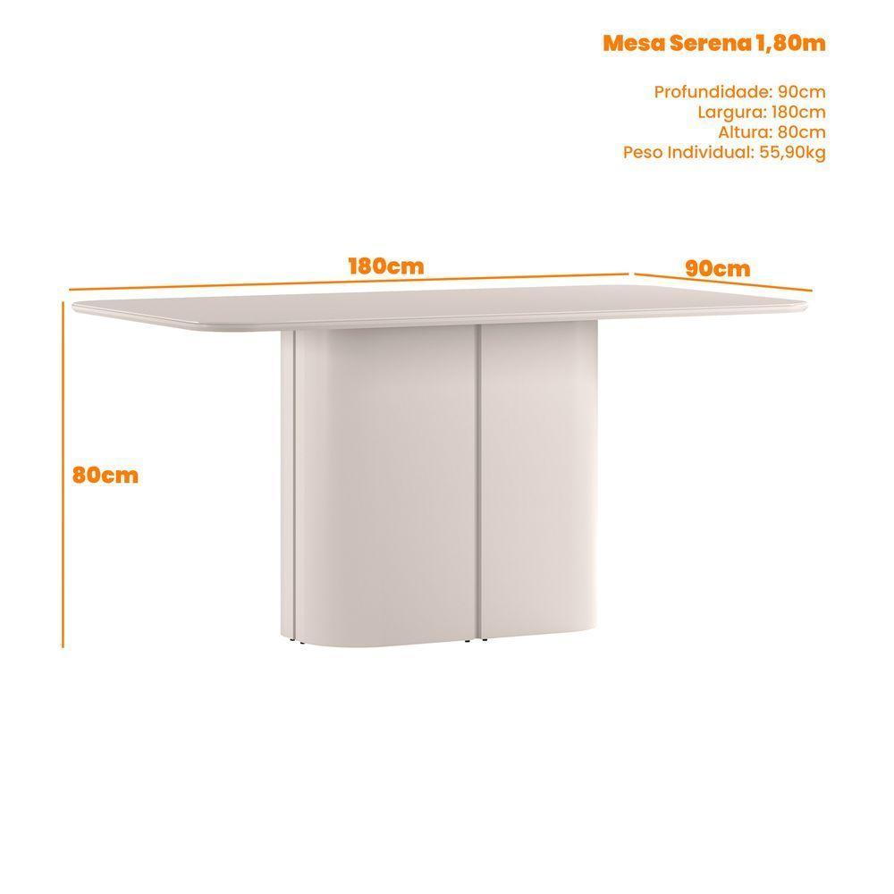 Mesa De Jantar Para 8 Lugares 180cm Tampo Mdf Com Vidro Serena Off White/preto - New Ceval - 3