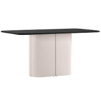 Mesa De Jantar Para 8 Lugares 180cm Tampo Mdf Com Vidro Serena Off White/preto - New Ceval - 1