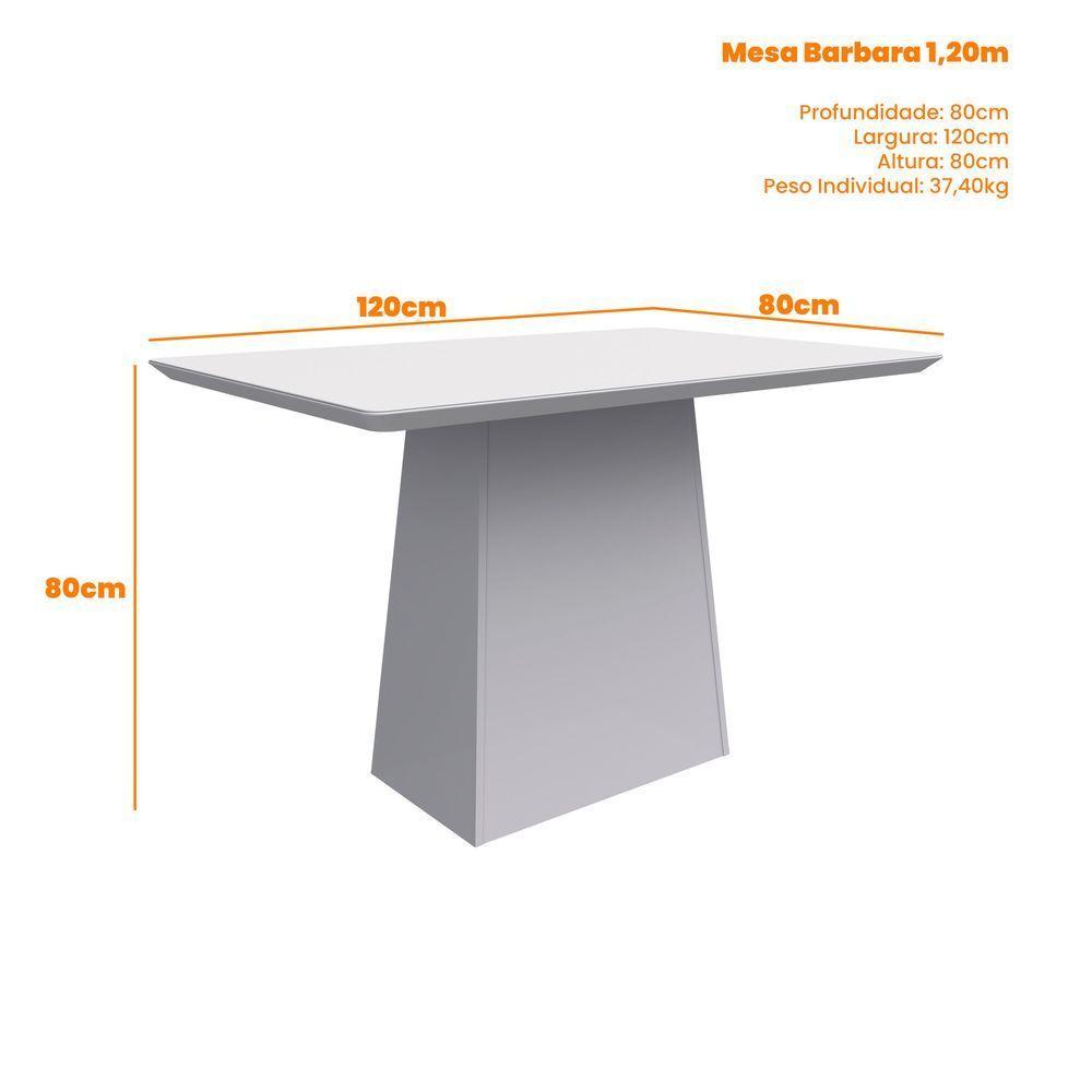 Conjunto Sala De Jantar Mesa Barbara 1,20m Com 4 Cadeiras Carol Ypê/preto/ja01 - New Ceval  - 5