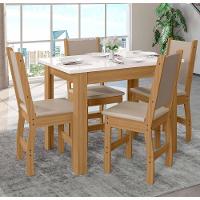 Conjunto Sala De Jantar 4 Cadeiras Tampo Retangular 108cm Sem Vidro Bellagio Freijó Uv/off White Clara Savana - Poliman - 2