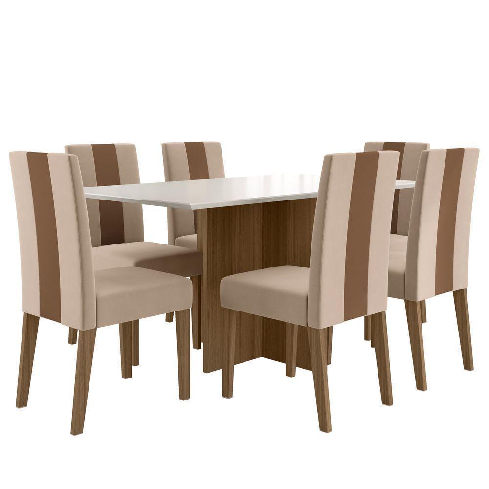 Conjunto Sala De Jantar Mesa Retangular 160cm Helo E 6 Cadeiras Linea Carvalho/off White - Poliman - 2