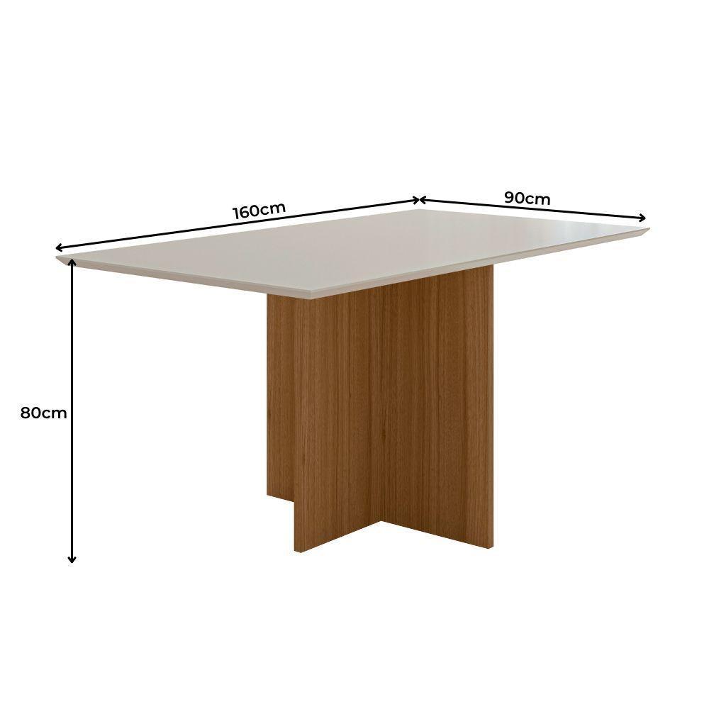 Conjunto Sala De Jantar Mesa Retangular 160cm Helo E 6 Cadeiras Linea Carvalho/off White - Poliman - 5