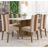 Conjunto Sala De Jantar Mesa Retangular 160cm Helo E 6 Cadeiras Linea Carvalho/off White - Poliman - 1