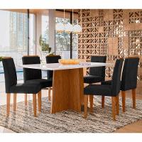 Conjunto Sala De Jantar Mesa Anitta 1,60m Com 6 Cadeiras Ana Ypê/off White/ja03 - New Ceval - 1