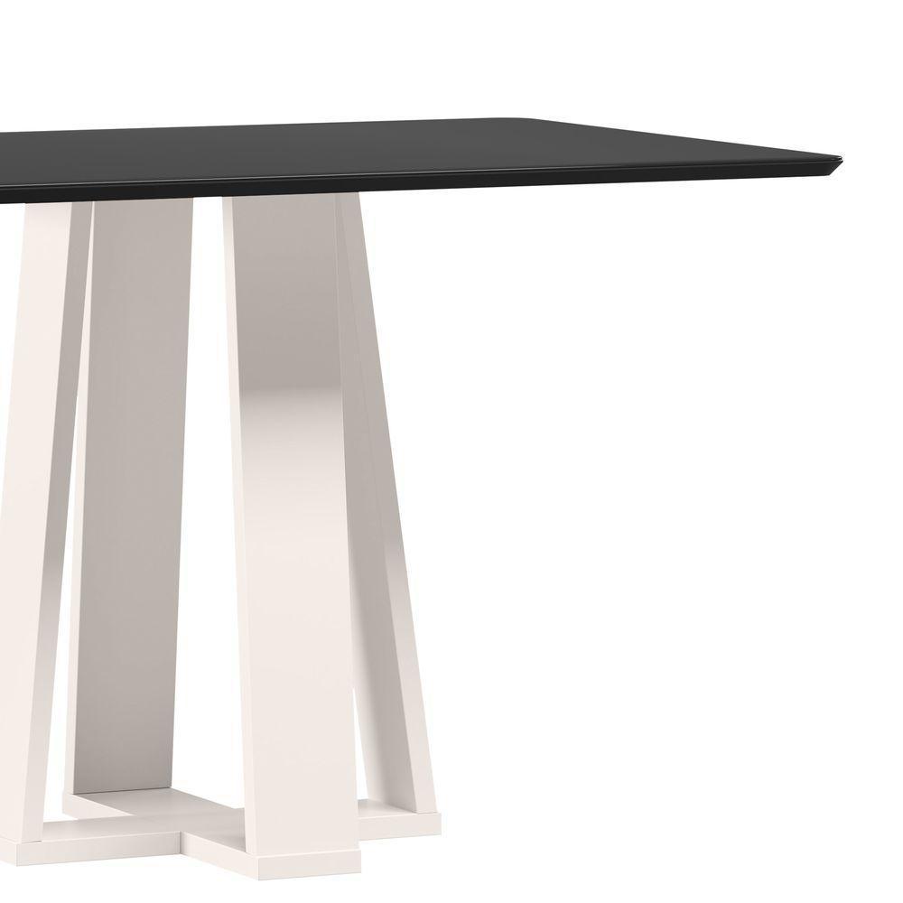 Mesa De Jantar Para 4 Lugares 1,20m Tampo Mdf Com Vidro Rubi Off White/preto - New Ceval - 2