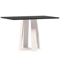 Mesa De Jantar Para 4 Lugares 1,20m Tampo Mdf Com Vidro Rubi Off White/preto - New Ceval - 1