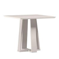 Mesa De Jantar Quadrada 4 Lugares 90cm Tampo Mdf Com Vidro Valencia Off White - New Ceval - 1