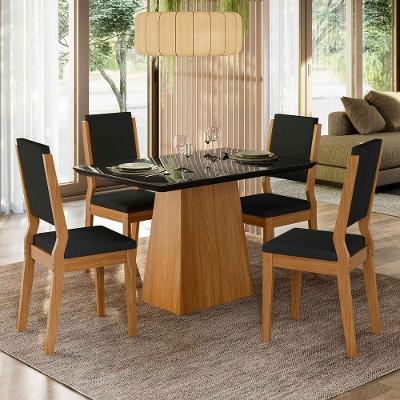 Conjunto Sala De Jantar Mesa Barbara 1,20m Com 4 Cadeiras Carol Ypê/preto/ja03 - New Ceval 