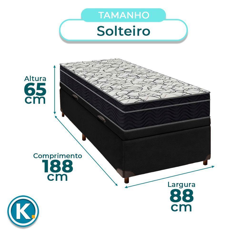 Bau Blindado Preto + Colchão Solteiro Airtech 150 Ortobom - 2