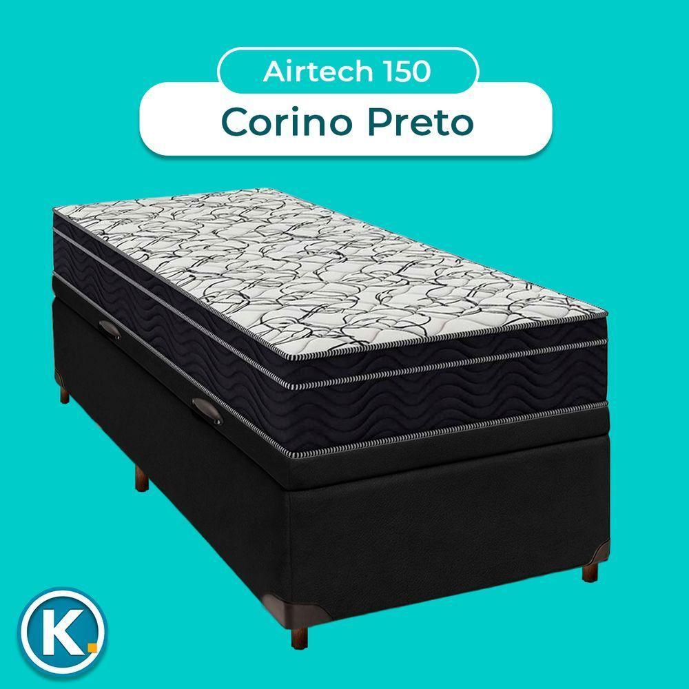 Bau Blindado Preto + Colchão Solteiro Airtech 150 Ortobom - 3