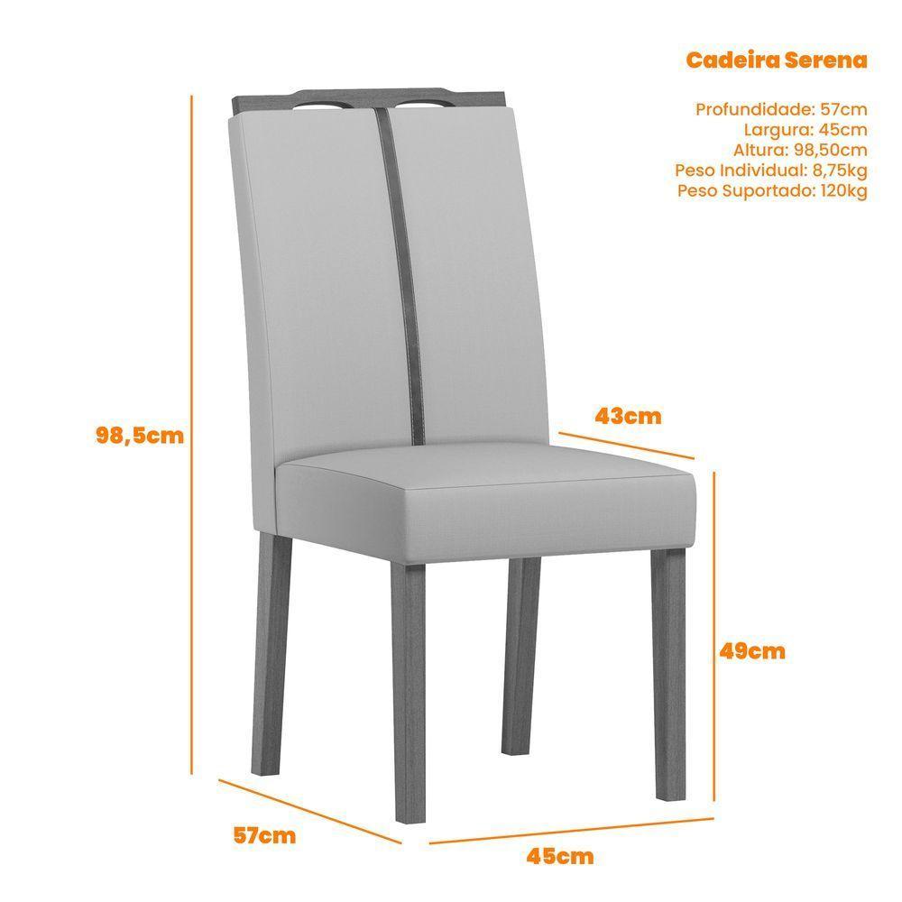 Conjunto Sala De Jantar Mesa Isabela 1,17m Com 4 Cadeiras Serena Ypê/off White/al10 - New Ceval  - 6