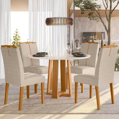 Conjunto Sala De Jantar Mesa Isabela 1,17m Com 4 Cadeiras Serena Ypê/off White/al10 - New Ceval 