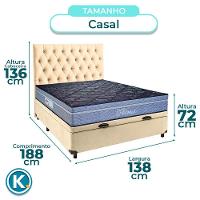 Cama Box Bau + Colchão Casal Molas Ensacadas Petrus Paropas + Cabeceira Estofada - 3