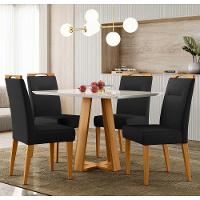 Conjunto Sala De Jantar Mesa 1,20m Com 4 Cadeiras Lectus Ypê/off White/ja03 - New Ceval - 1