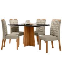 Conjunto Sala De Jantar Mesa Anitta 1,35m Com 4 Cadeiras Mariah Ypê/preto/ja01 - New Ceval - 2
