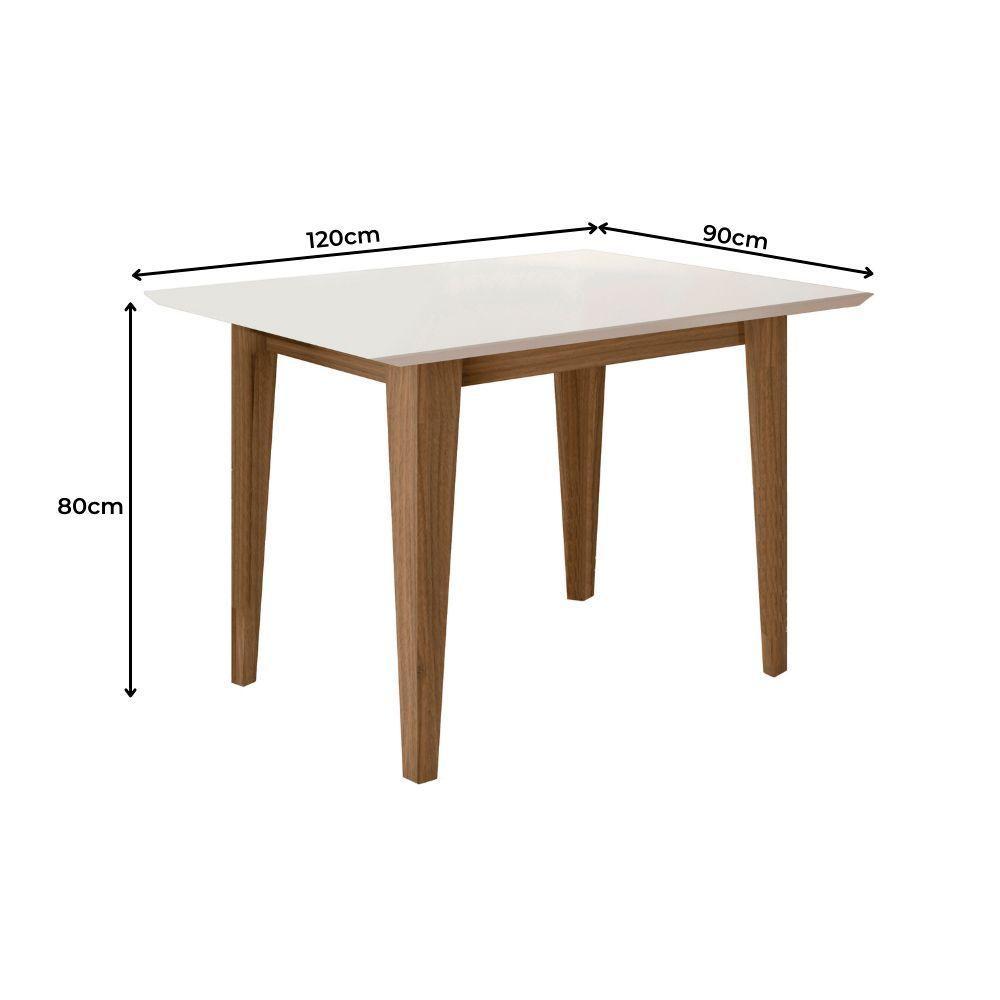 Conjunto Sala De Jantar Mesa Retangular Kate 120cm Com 4 Cadeiras Linea Carvalho/off White/marfim - Poliman - 5