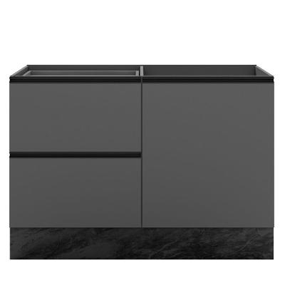 Balcão Para Pia Descolada 120cm 1 Porta 3 Gavetas Com Porta Talher Etna Sem Tampo Grafite - Poliman