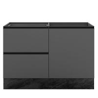 Balcão Para Pia Descolada 120cm 1 Porta 3 Gavetas Com Porta Talher Etna Sem Tampo Grafite - Poliman - 1