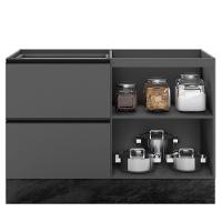 Balcão Para Pia Descolada 120cm 1 Porta 3 Gavetas Com Porta Talher Etna Sem Tampo Grafite - Poliman - 2