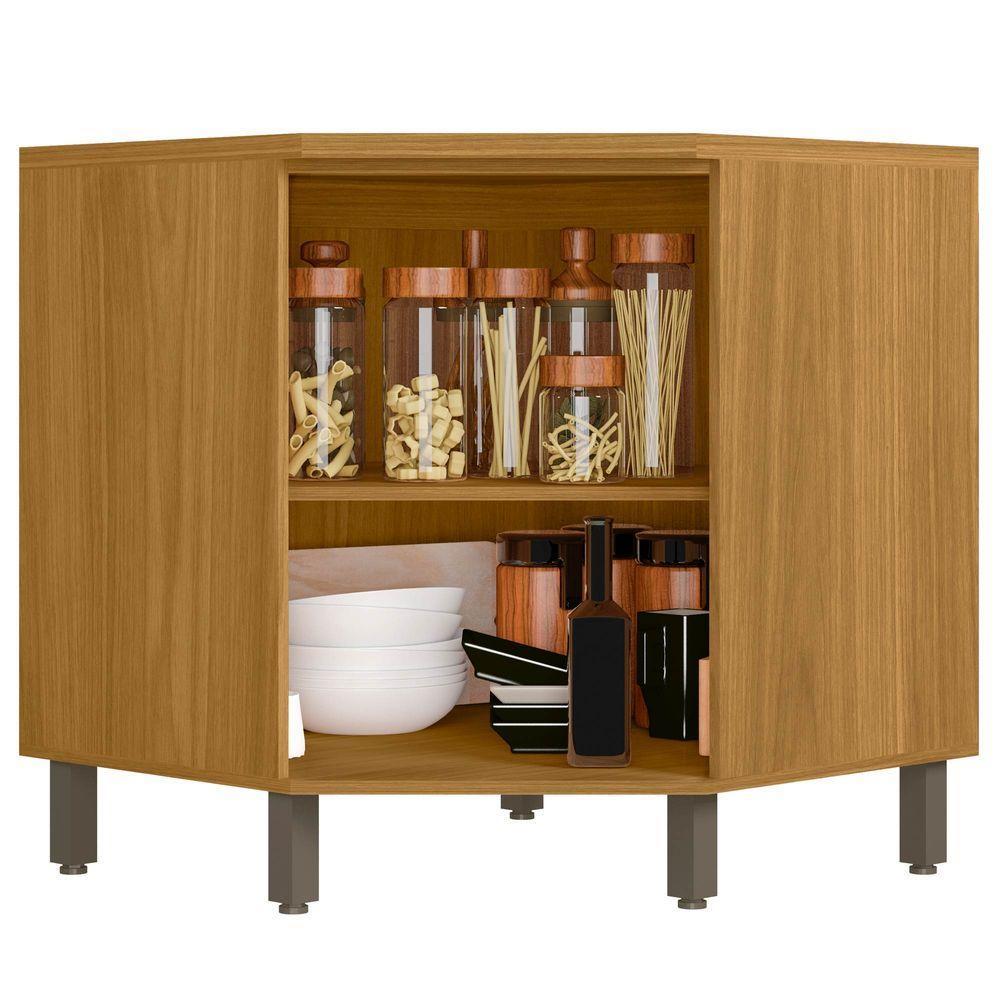 Balcão Canto 1 Porta Com Tampo Criare Freijó/off Acetinado - Poliman - 2