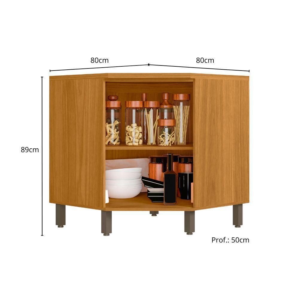 Balcão Canto 1 Porta Com Tampo Criare Freijó/off Acetinado - Poliman - 4