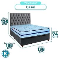 Conjunto Cama Box Bau Blindado Casal + Colchão Molas Ensacadas Blue Paropas + Cabeceira - 3