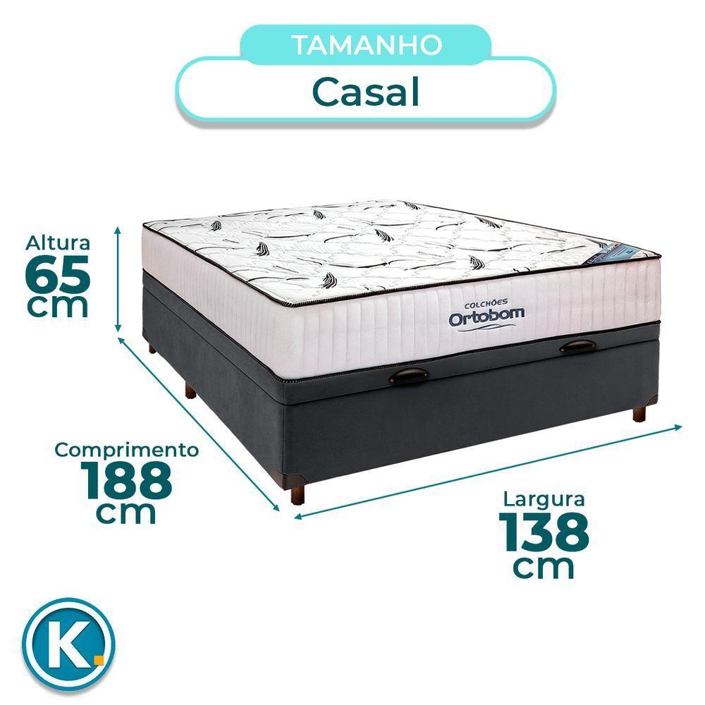 Cama Box Marrom + Colchão Casal High Foam Ortobom - 3