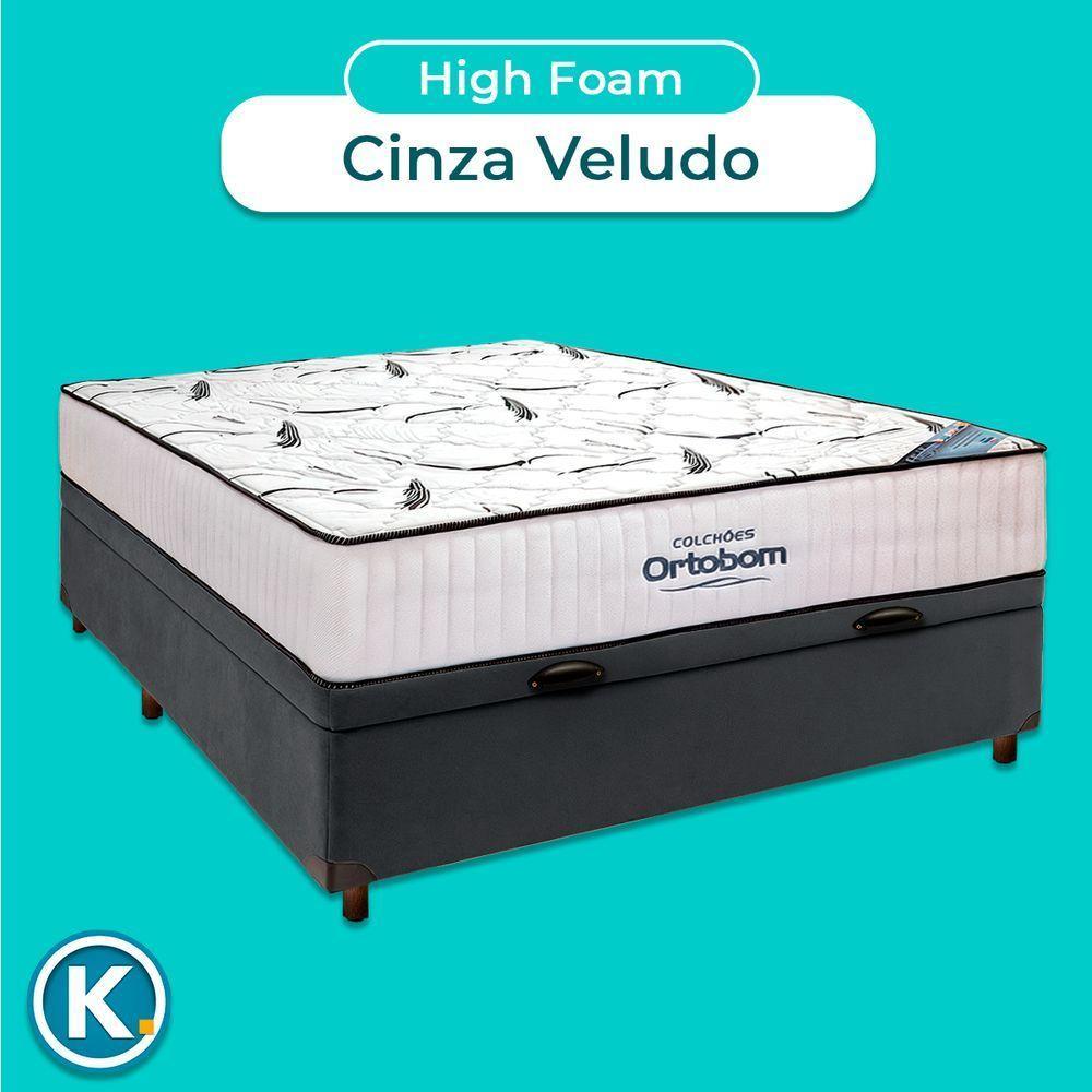 Cama Box Marrom + Colchão Casal High Foam Ortobom - 4